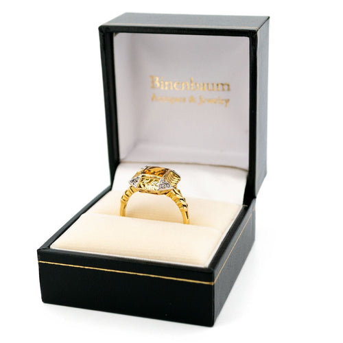 Bague 56 Bague en or jaune 18 carats avec citrine et diamants taille ancienne 58 Facettes CEDA8EA58E454F38BA09236B835669E4