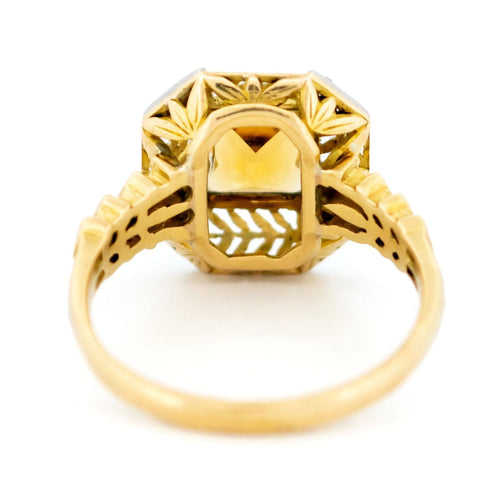 Bague 56 Bague en or jaune 18 carats avec citrine et diamants taille ancienne 58 Facettes CEDA8EA58E454F38BA09236B835669E4