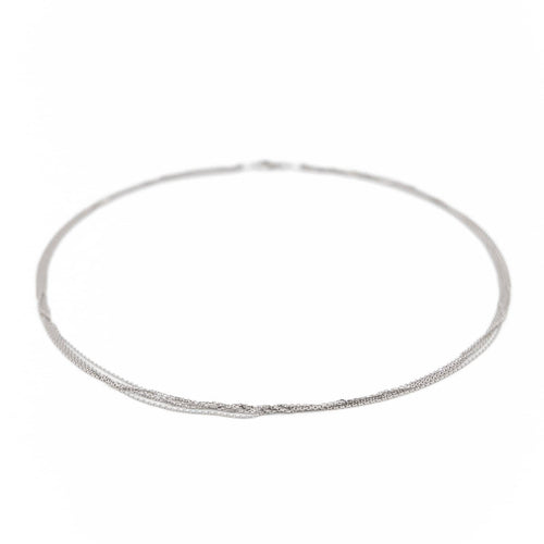 Collier Collier maille forçat en or blanc 18 carats 58 Facettes 1649198CN