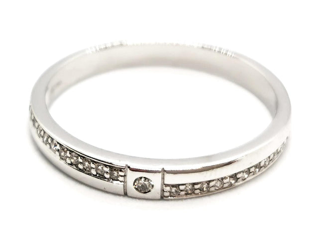 Bague 54 Bague Demi alliance Or blanc Diamant 58 Facettes 1650248CN