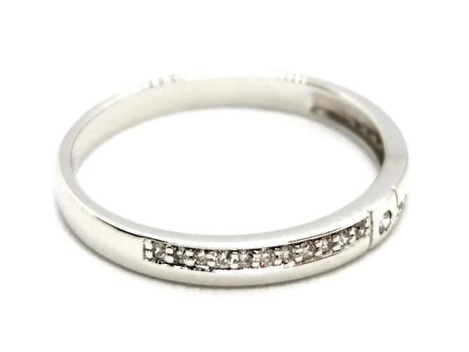 Bague 54 Bague Demi alliance Or blanc Diamant 58 Facettes 1650248CN