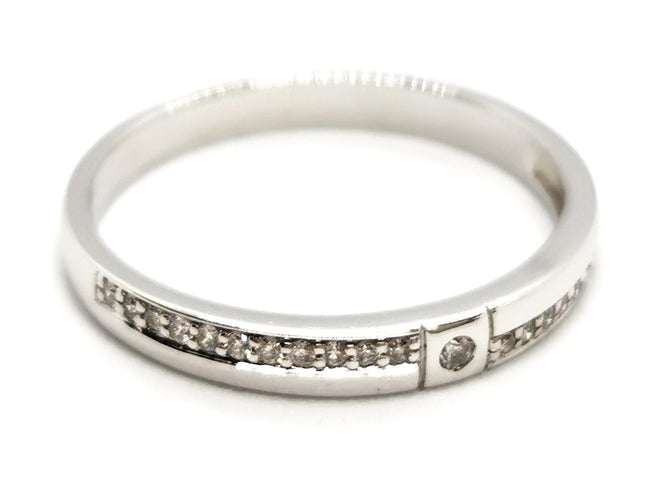 Bague 54 Bague Demi alliance Or blanc Diamant 58 Facettes 1650248CN