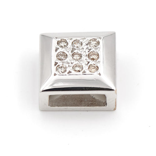 Pendentif Pendentif carré en or blanc 18 carats et diamants 58 Facettes 1650249CN