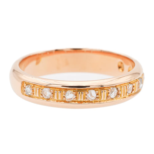 Bague 55 Bague demi-alliance en or rose 18 carats et diamants 58 Facettes 1653928CN