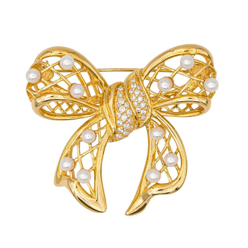 Broche Broche Noeud Or jaune Perle, Diamant 58 Facettes 1653935CN
