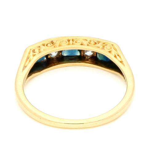 Bague 52 Bague Art déco en or jaune 14 carats avec diamants et saphirs 58 Facettes A2162E37904E44409844608291E88259
