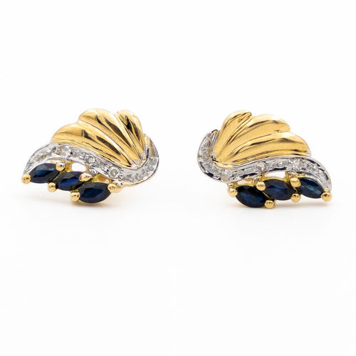Boucles d'oreilles Boucles d'oreilles en or jaune et blanc 18 carats saphirs et diamants 58 Facettes 1667868CN