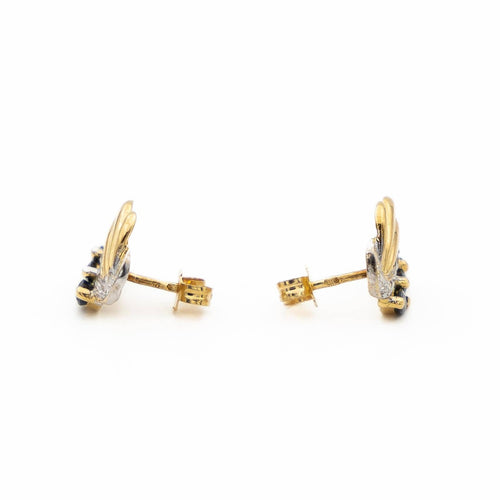 Boucles d'oreilles Boucles d'oreilles en or jaune et blanc 18 carats saphirs et diamants 58 Facettes 1667868CN