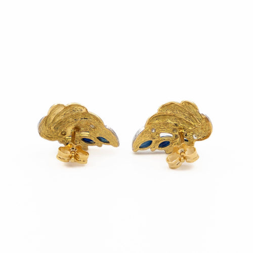 Boucles d'oreilles Boucles d'oreilles en or jaune et blanc 18 carats saphirs et diamants 58 Facettes 1667868CN