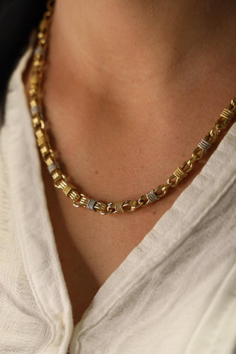 Collier Collier maille souple bicolore en or jaune et or blanc 18 carats 58 Facettes 1680814CN