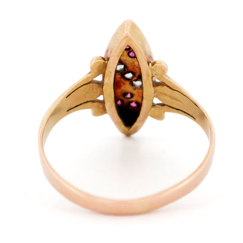 Bague 53.5 Bague en or rose 14 carats avec diamants taille rose et rubis 58 Facettes B9D37C84798340FBB9DBDD002FE60E35
