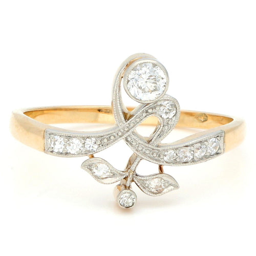 Bague 62 Bague florale en or jaune 14 carats avec diamants 58 Facettes 465CF887664A4622A15575ABD96024CD