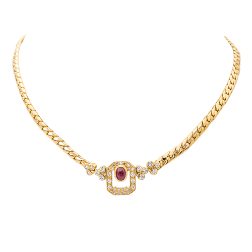 Collier Collier maille anglaise en or jaune 18 carats rubis et diamants 58 Facettes 1692650CN