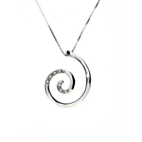 Collier Collier spirale - Pendentif en or blanc 18 kt et diamants 58 Facettes 16981