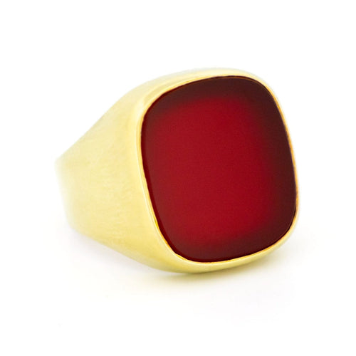 Bague 58 Bague chevalière en or jaune 14 carats et cornaline 58 Facettes 4FAA163A57624921BC293247880E71C5