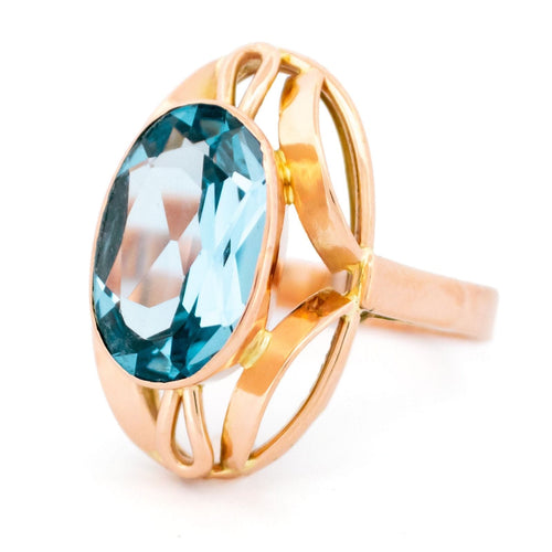 Bague 60 Bague en or jaune 14 carats avec aigue-marine 58 Facettes B4E77FDDF47141108E456464A9E87177