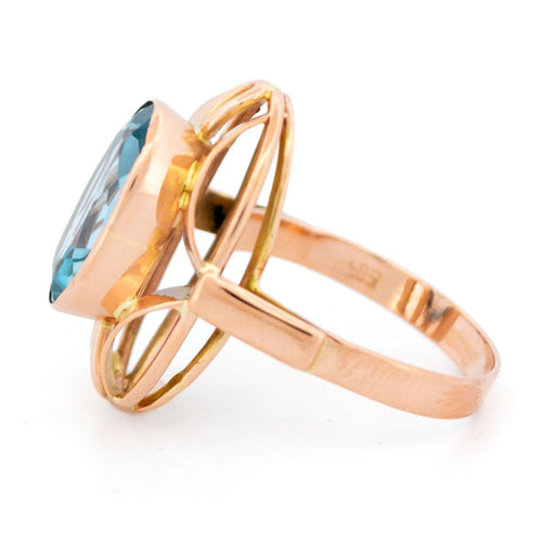 Bague 60 Bague en or jaune 14 carats avec aigue-marine 58 Facettes B4E77FDDF47141108E456464A9E87177
