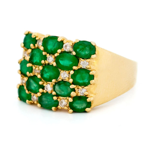 Bague 59.5 Bague Harem en or jaune 18 carats avec diamants et émeraudes 58 Facettes C3A0873746D6496299E553C4B70E4B58