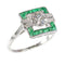 Bague 56 Bague de fiançailles Art déco en platine avec diamants et émeraudes 58 Facettes 17248-0031