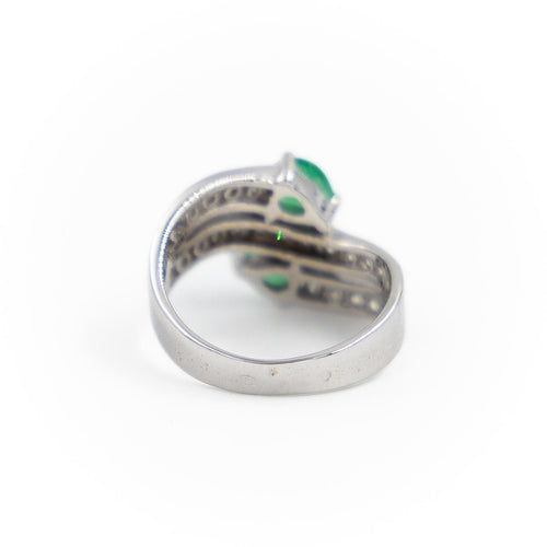 Bague 47 Bague Toi & Moi en or blanc 18 carats émeraudes et diamants 58 Facettes 1731222CN