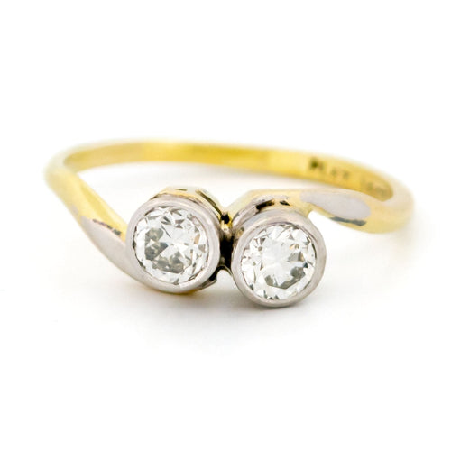 Bague 50.5 Bague Toi et Moi en or jaune 18 carats et platine, diamants 58 Facettes 5313ECE474A6486682BAC5A47E2D50B7