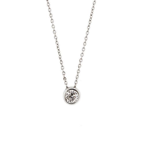 Collier Collier point de lumière - Maille rolo en or blanc 18 kt avec diamants 58 Facettes 174