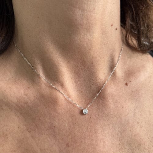 Collier Collier point de lumière - Maille rolo en or blanc 18 kt avec diamants 58 Facettes 174