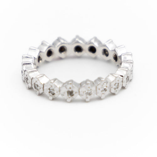Bague 47 Alliance - Bague en or blanc 18 carats et diamants 58 Facettes 1740946CN