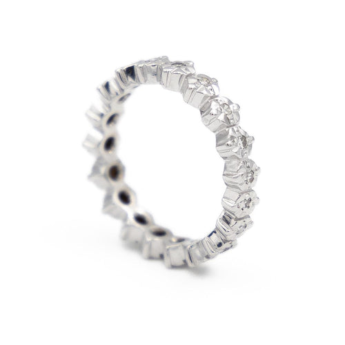 Bague 47 Alliance - Bague en or blanc 18 carats et diamants 58 Facettes 1740946CN