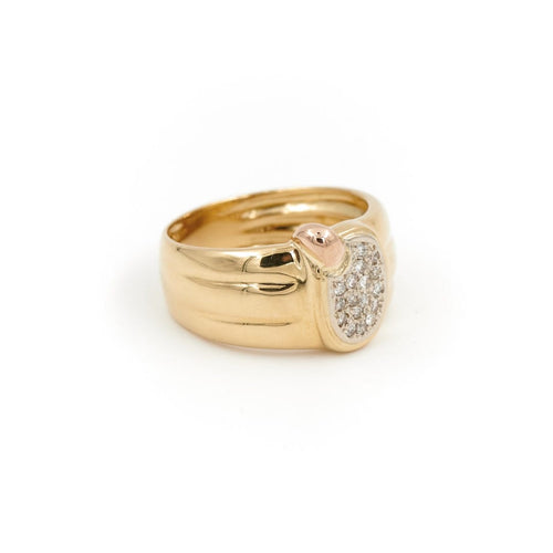 Bague 59 Bague en or jaune et or rose 18 carats pavée de diamants 58 Facettes 1751361CN