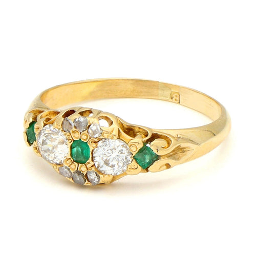 Bague 52 Bague cluster en or jaune 18k avec diamants et émeraudes 58 Facettes 652F5FDA81F24067BAB4FC72C56CA28E
