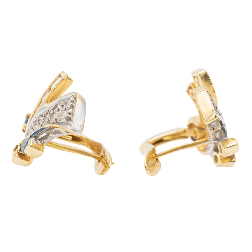 Boucles d'oreilles Boucles d'oreilles en or jaune et blanc 18 carats saphirs et diamants 58 Facettes 1752578CN