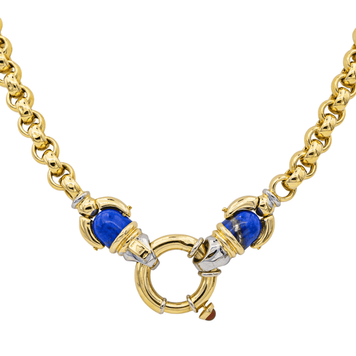 Collier Collier en or jaune 18 carats avec cornaline et lapis-lazuli 58 Facettes 1752772CN