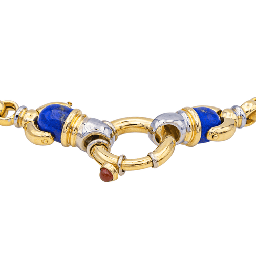 Collier Collier en or jaune 18 carats avec cornaline et lapis-lazuli 58 Facettes 1752772CN
