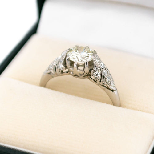 Bague 57 Art déco - Bague solitaire en platine et diamants 58 Facettes 1B60153AA3164ED1922EA025B5115CC8