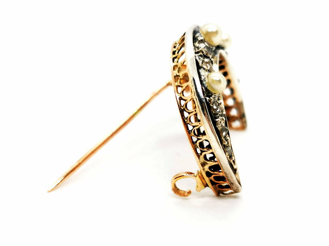 Broche Broche Lune Or jaune, Argent Perle, Diamant 58 Facettes 1791809CN