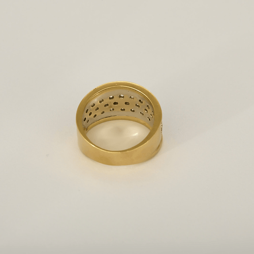 Bague 50 Bague bandeau en or jaune et or gris, pavage diamants 58 Facettes DV26327-12-51-2