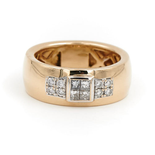 Bague 53 Damiani - Bague jonc Belle Époque en or jaune et blanc et diamants 58 Facettes 1807605CN