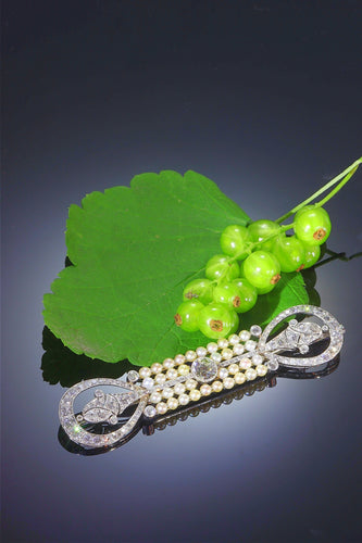 Broche Broche barrette Art déco en platine, diamants et perles 58 Facettes 18115-0042