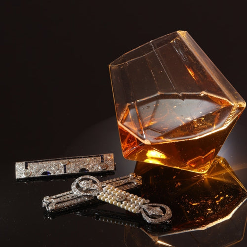 Broche Broche barrette Art déco en platine, diamants et perles 58 Facettes 18115-0042