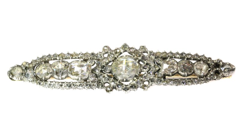 Broche Broche barrette antique en argent sur or rouge 14K et diamants 58 Facettes 18124-0158