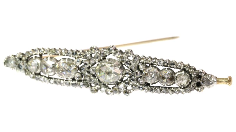 Broche Broche barrette antique en argent sur or rouge 14K et diamants 58 Facettes 18124-0158