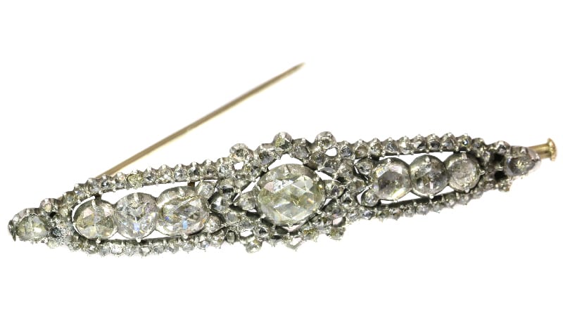 Broche Broche barrette antique en argent sur or rouge 14K et diamants 58 Facettes 18124-0158