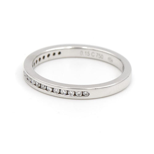 Bague 47 Bague demi-alliance en or blanc 18 carats et diamants 58 Facettes 1816319CN