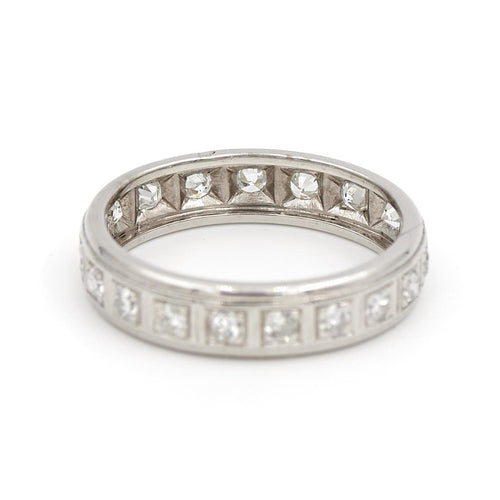 Bague 56 Alliance américaine - Bague en platine sertie de diamants 58 Facettes 1816558CN