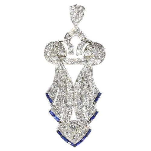 Pendentif Pendentif Art déco en platine avec diamants et saphirs 58 Facettes 18276-0099