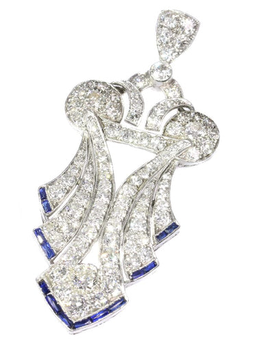 Pendentif Pendentif Art déco en platine avec diamants et saphirs 58 Facettes 18276-0099