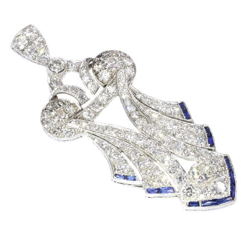 Pendentif Pendentif Art déco en platine avec diamants et saphirs 58 Facettes 18276-0099