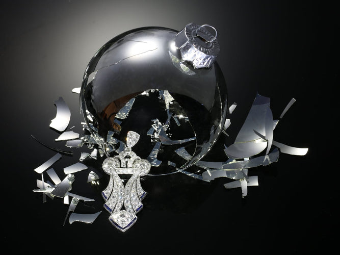 Pendentif Pendentif Art déco en platine avec diamants et saphirs 58 Facettes 18276-0099
