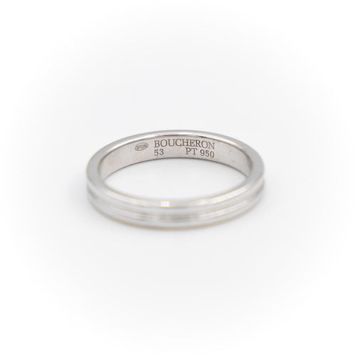 Bague 53 Boucheron Godron - Bague alliance en platine 58 Facettes 1833583CN
